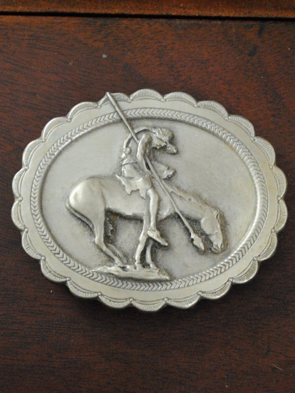 Vintage 1982 Siskiyou Buckle Co Pewter End of the Trail Belt Buckle J E Fraser